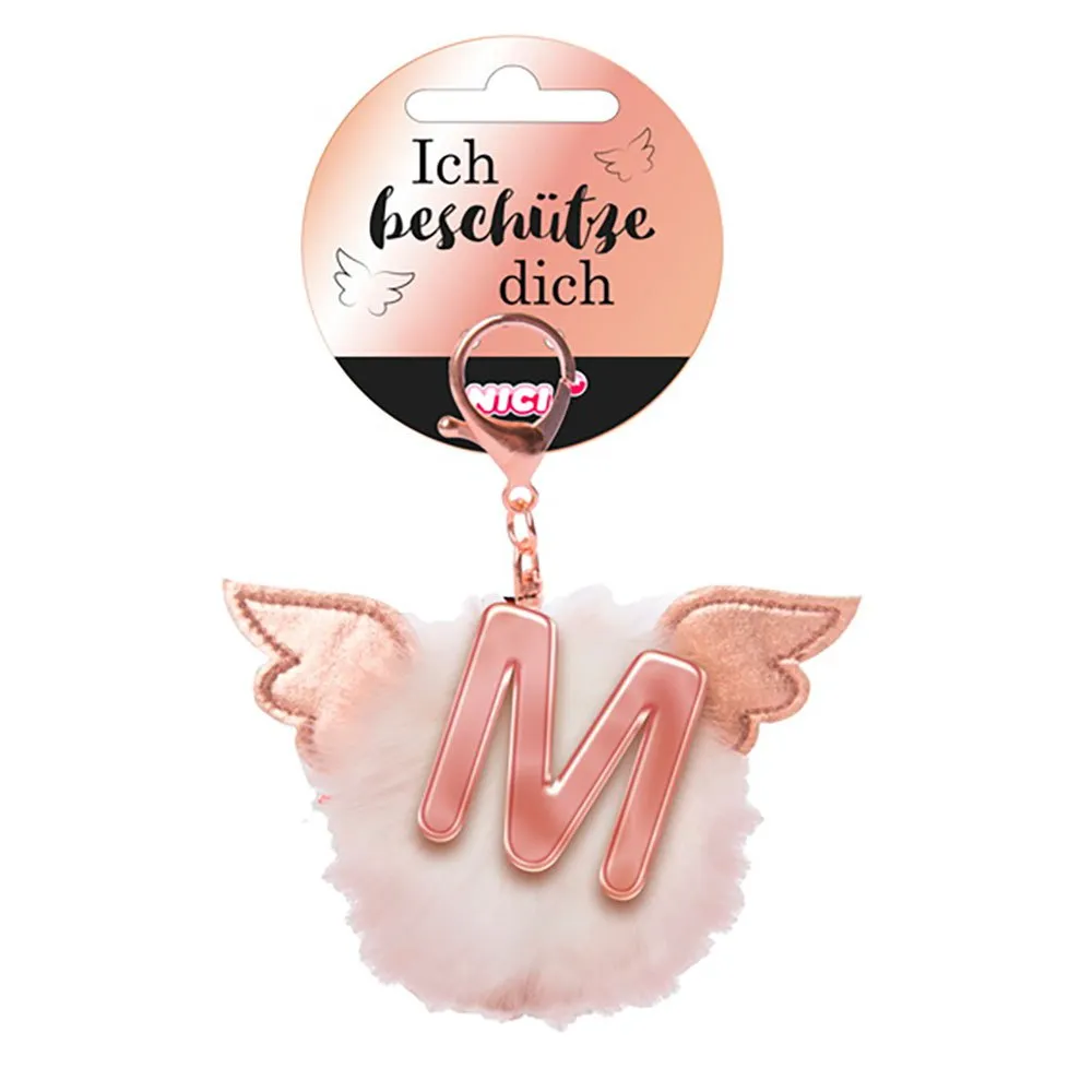 Nici Bag Pendant Plush Pompom Letter M Key Ring 1 Nici Bag Pendant Plush Pompom Letter M Key Ring